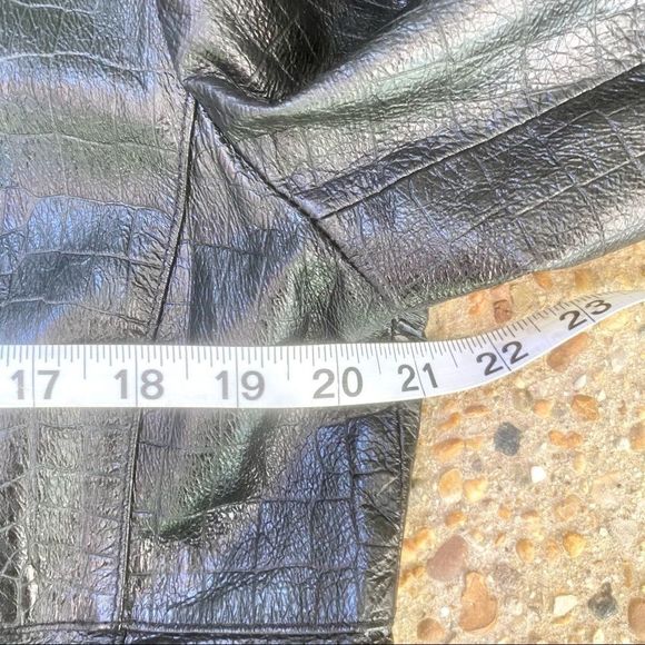 NY & Co Black Leather Lizard Embossed Jacket L - Picture 6 of 10